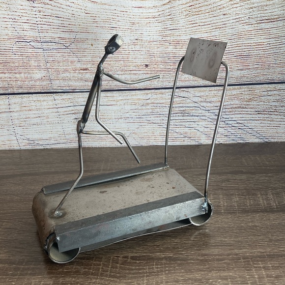 Handmade Recycled Metal Art Runner On Treadmill Art Piece - Picture 1 of 7